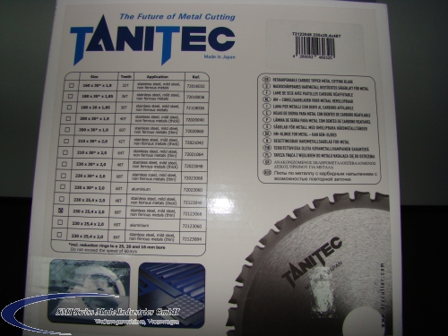 TANITEC HM-Kreissägeblatt 230x25,4x2,0 mm 68 Z