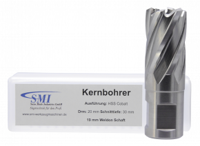 SMI HSS-E Cobalt Kernbohrer 20 mm Drm. 19 mm Weldon Aufnahme