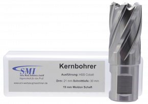 SMI HSS-E Cobalt Kernbohrer 21 mm Drm. 19 mm Weldon Aufnahme