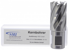 SMI HSS-E Cobalt Kernbohrer 22 mm Drm. 19 mm Weldon Aufnahme