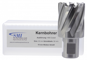 SMI HSS-E Cobalt Kernbohrer 30 mm Drm. 19 mm Weldon Aufnahme