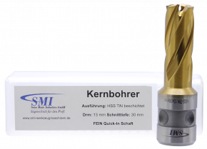 SMI HSS TIN Kernbohrer 13 mm Drm. Fein Quick-In Schaft