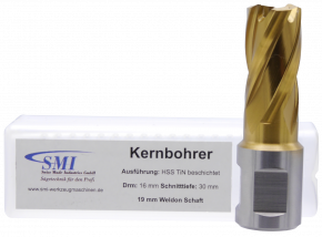 SMI HSS TIN Kernbohrer 16 mm Drm. 19 mm Weldon Aufnahme