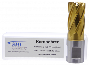 SMI HSS TIN Kernbohrer 18 mm Drm. 19 mm Weldon Aufnahme