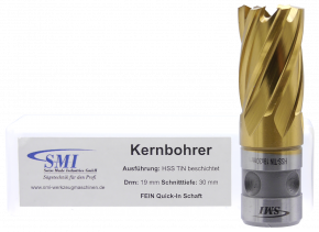 SMI HSS TIN Kernbohrer 19 mm Drm. Fein Quick-In Schaft