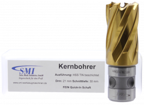 SMI HSS TIN Kernbohrer 21 mm Drm. Fein Quick-In Schaft