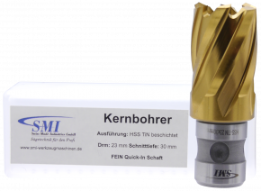 SMI HSS TIN Kernbohrer 23 mm Drm. Fein Quick-In Schaft