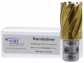 SMI HSS TIN Kernbohrer 24 mm Drm. Fein Quick-In Schaft