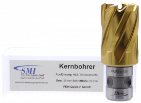 SMI HSS TIN Kernbohrer 25 mm Drm. Fein Quick-In Schaft