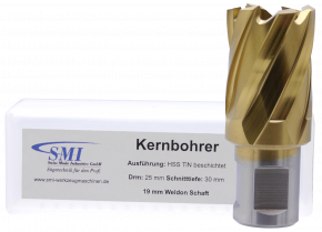 SMI HSS TIN Kernbohrer 25 mm Drm. 19 mm Weldon Aufnahme