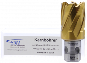 SMI HSS TIN Kernbohrer 26 mm Drm. Fein Quick-In Schaft