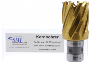 SMI HSS TIN Kernbohrer 28 mm Drm. Fein Quick-In Schaft