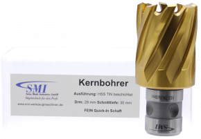 SMI HSS TIN Kernbohrer 29 mm Drm. Fein Quick-In Schaft