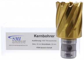 SMI HSS TIN Kernbohrer 30 mm Drm. Fein Quick-In Schaft