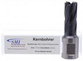 SMI HSS TiAlN Kernbohrer 14 mm Drm. 19 mm Weldon Aufnahme