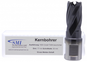 SMI HSS TiAlN Kernbohrer 17 mm Drm. 19 mm Weldon Aufnahme