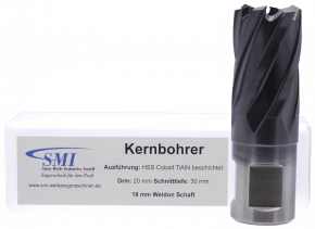 SMI HSS TiAlN Kernbohrer 20 mm Drm. 19 mm Weldon Aufnahme