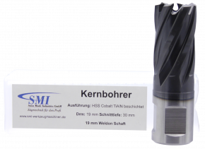 SMI HSS TiAlN Kernbohrer 19 mm Drm. 19 mm Weldon Aufnahme